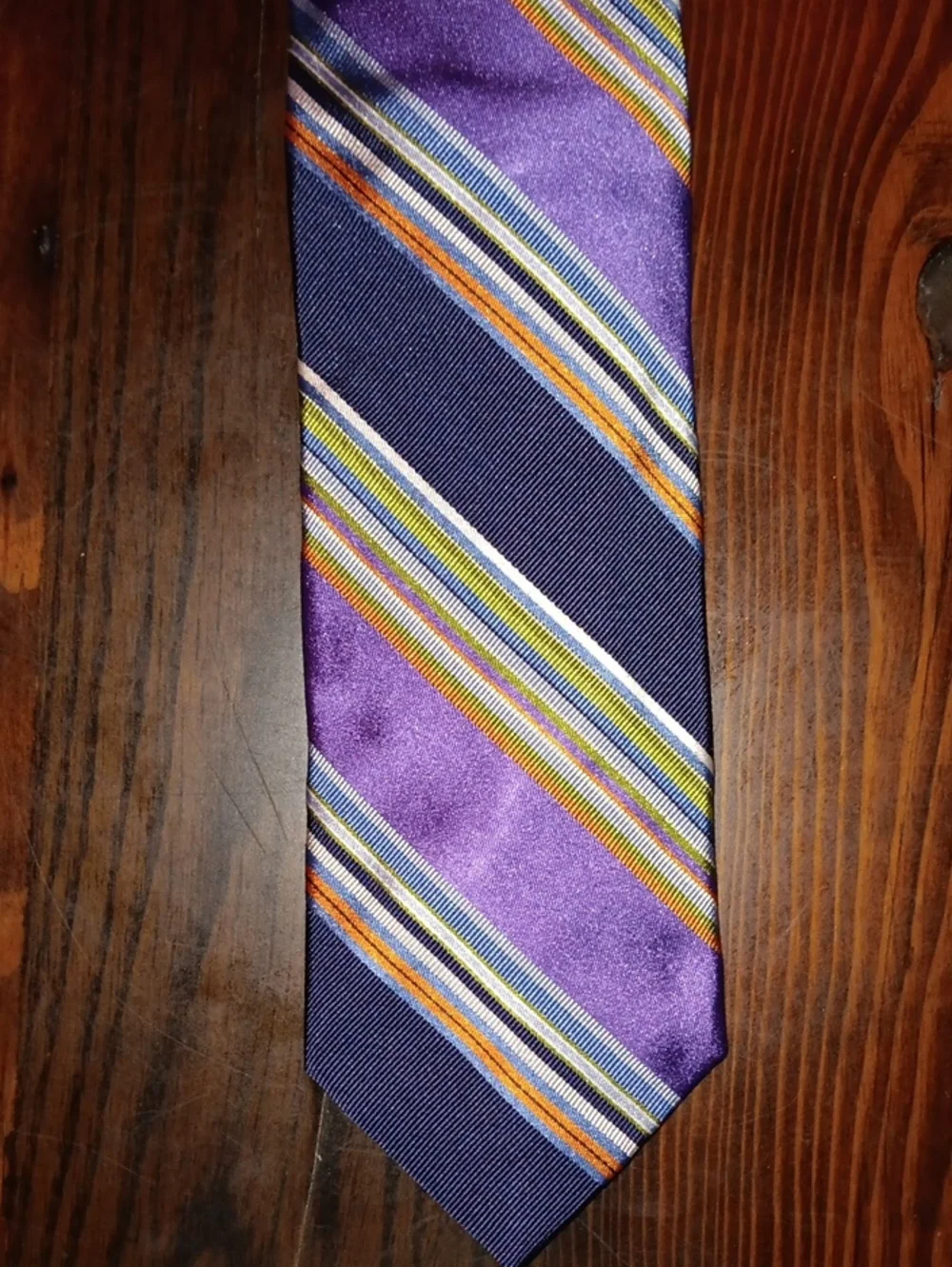 Faconnable Purple and Navy Multi-Stripe Silk Tie